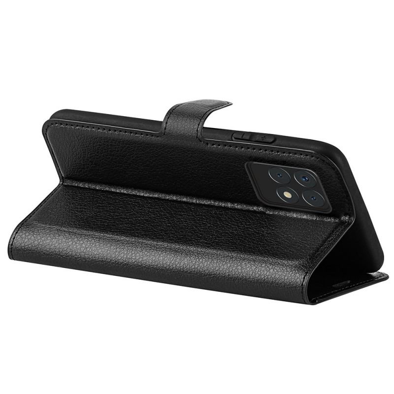 Capa Flip Para Realme 8i Couro Sintético De Lichia Clássico