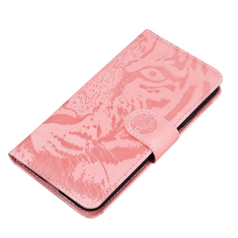 Capa Flip Para Realme 8i Estampa Cara De Tigre