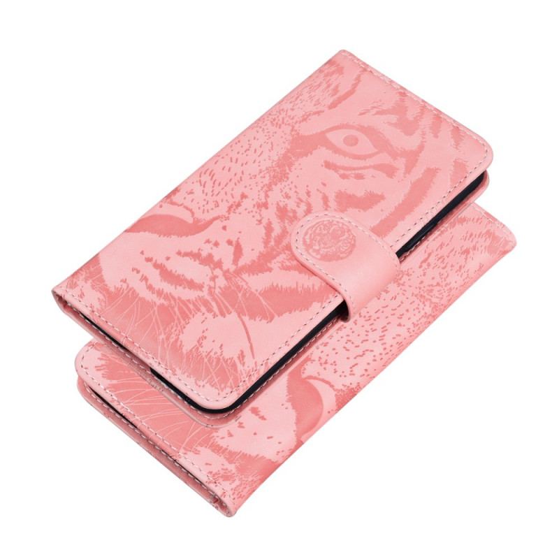 Capa Flip Para Realme 8i Estampa Cara De Tigre