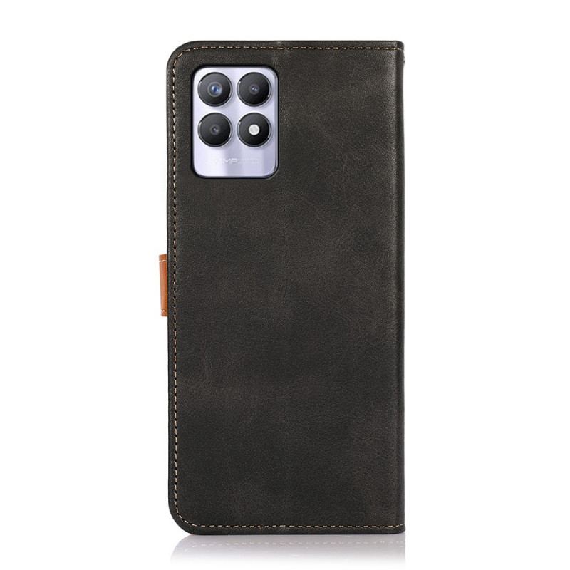 Capa Flip Para Realme 8i Fecho Dourado Bicolor Khazneh