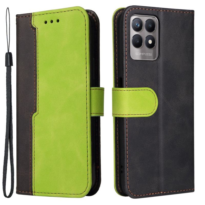 Capa Folio Para Realme 8i Dois Tons