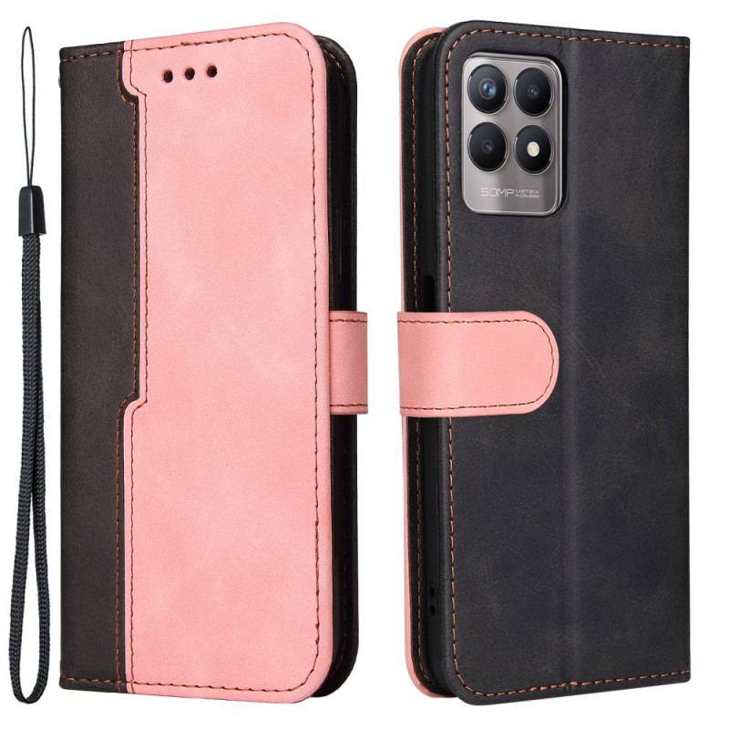 Capa Folio Para Realme 8i Dois Tons