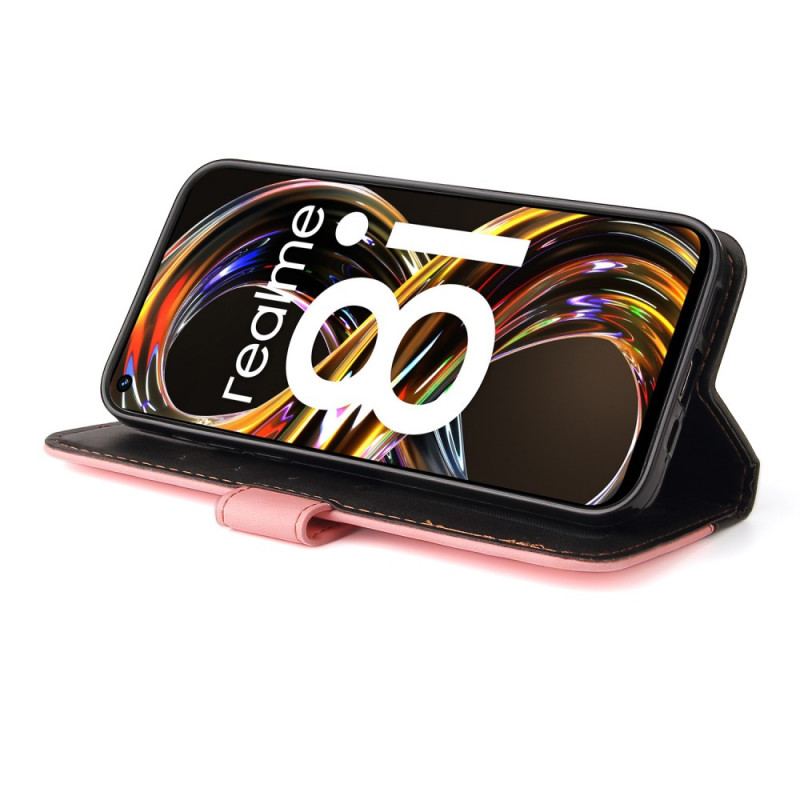 Capa Folio Para Realme 8i Dois Tons