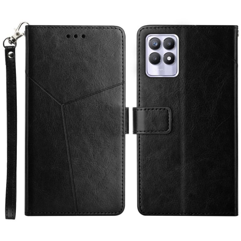 Capa Folio Para Realme 8i Estilo Couro Geo Y Design