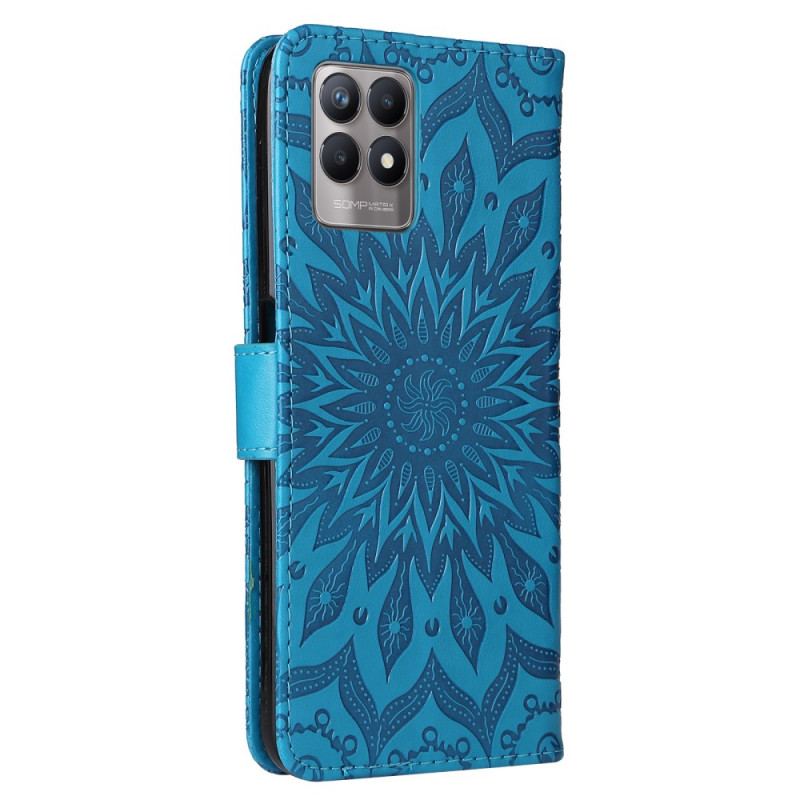 Capa Folio Para Realme 8i Flor Do Sol