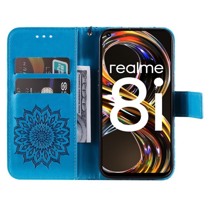 Capa Folio Para Realme 8i Flor Do Sol