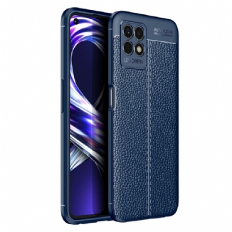 Capa Para Realme 8i Linha Dupla Efeito Couro Litchi