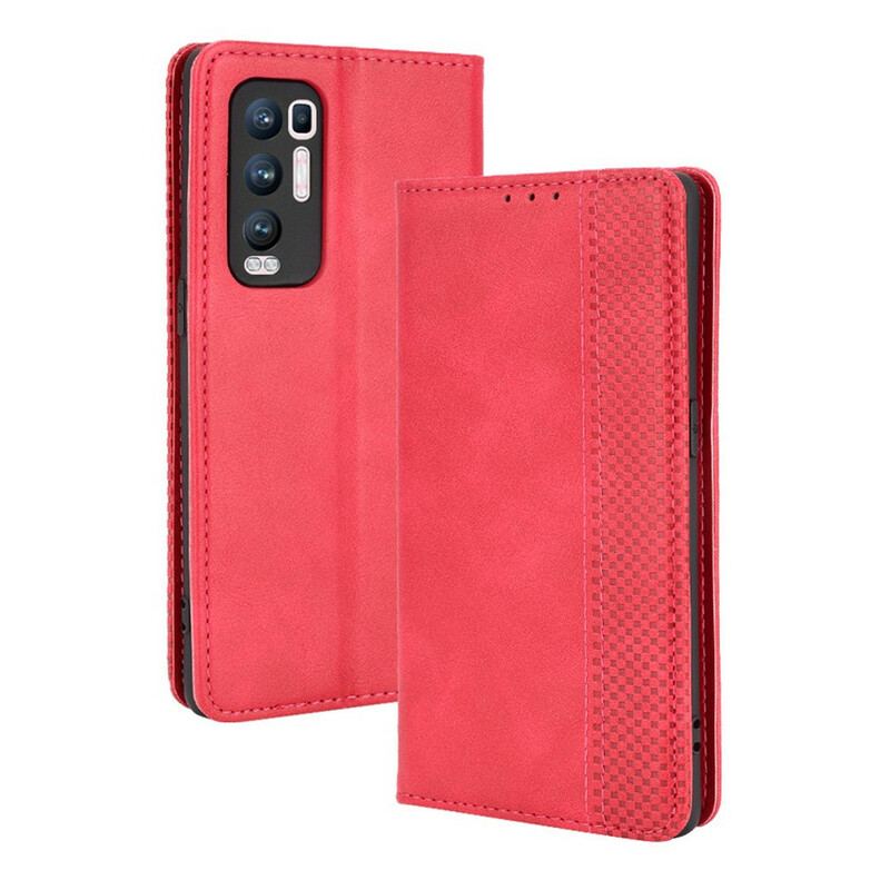 Capa De Celular Para Oppo Find X3 Neo Flip Efeito Couro Vintage Estilizado