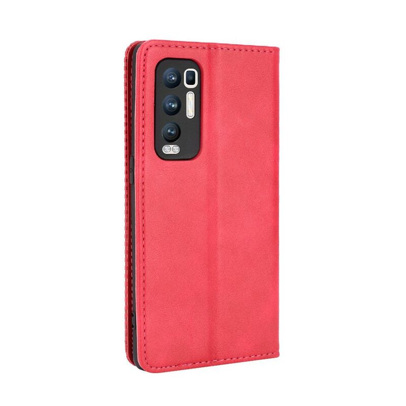 Capa De Celular Para Oppo Find X3 Neo Flip Efeito Couro Vintage Estilizado