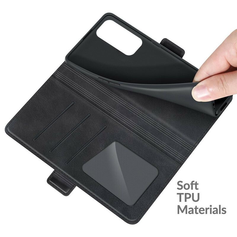 Capa De Couro Para Oppo Find X3 Neo Flip Aba Dupla Clássica