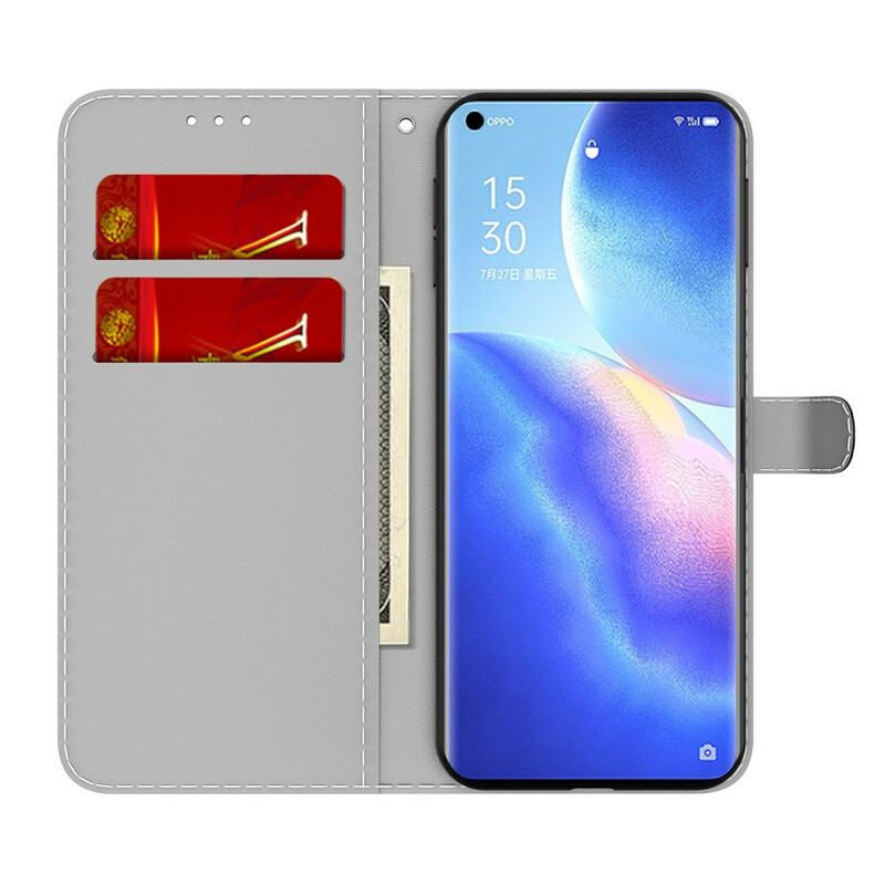 Capa Flip Para Oppo Find X3 Neo Padrão Abstrato