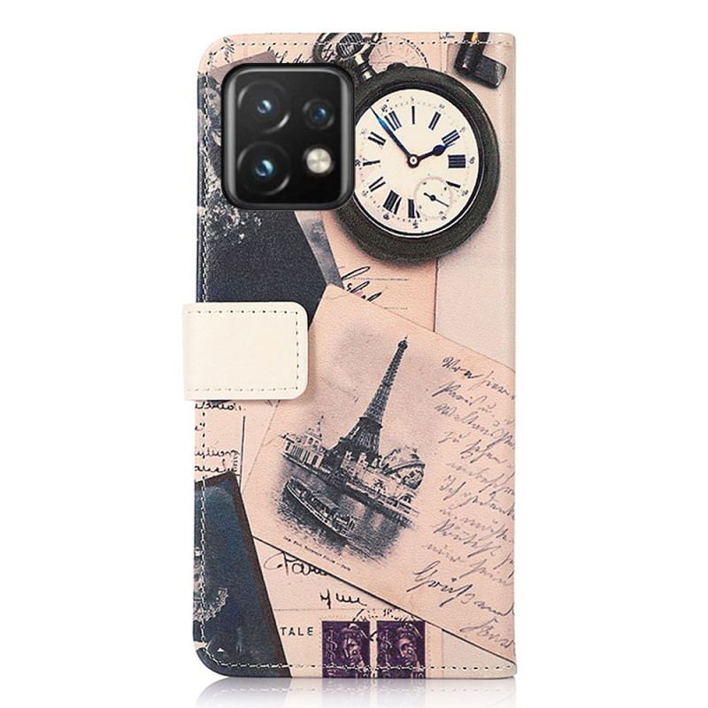 Capa De Couro Para Motorola Edge 40 Pro Torre Eiffel Do Poeta
