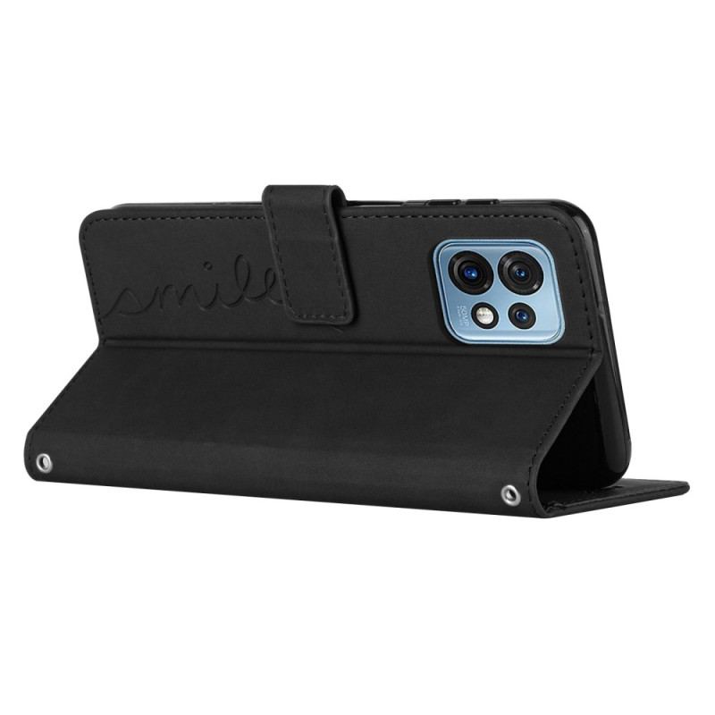 Capa Em Pele Para Motorola Edge 40 Pro Sorriso Com Alça De Ombro