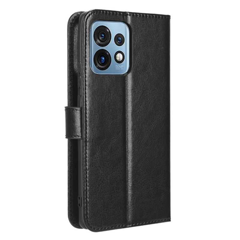 Capa Flip Para Motorola Edge 40 Pro De Cordão Pulseira De Couro Falso