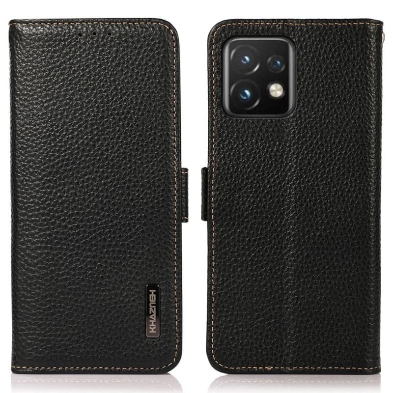 Capa Flip Para Motorola Edge 40 Pro Couro De Lichia Khazneh Rfid