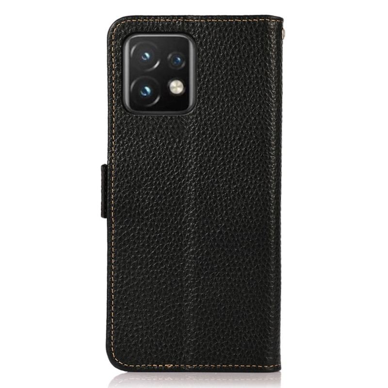 Capa Flip Para Motorola Edge 40 Pro Couro De Lichia Khazneh Rfid