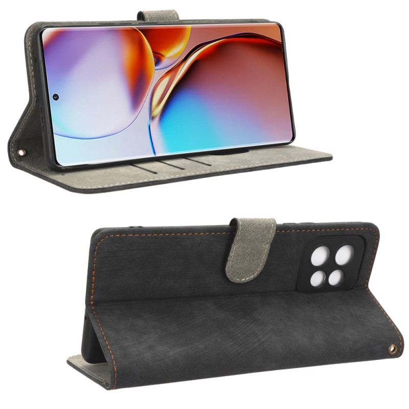 Capa Flip Para Motorola Edge 40 Pro Rfid Clássico