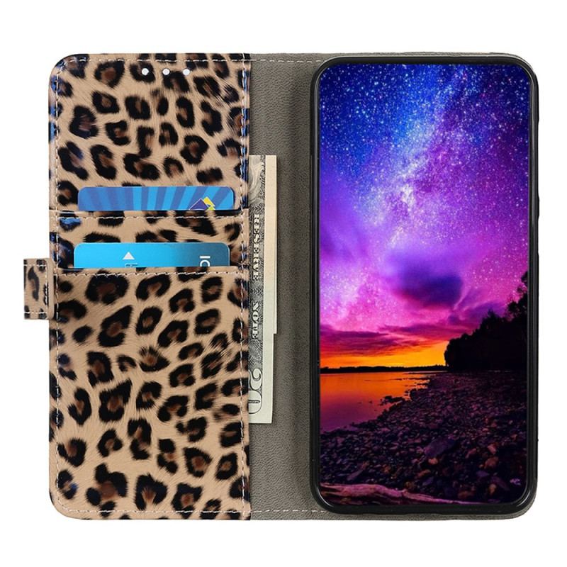 Capa Folio Para Motorola Edge 40 Pro Leopardo