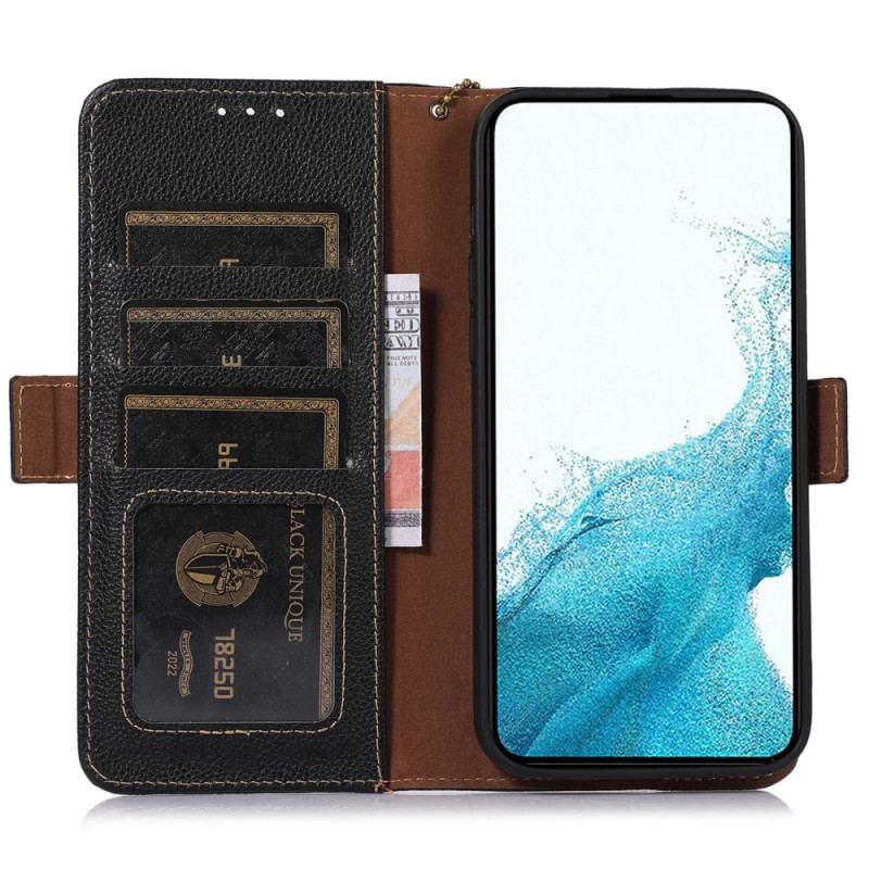 Capa Folio Para Motorola Edge 40 Pro Rfid De Couro Genuíno