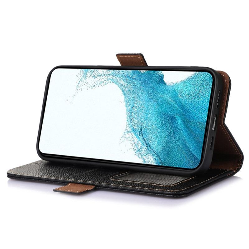 Capa Folio Para Motorola Edge 40 Pro Rfid De Couro Genuíno
