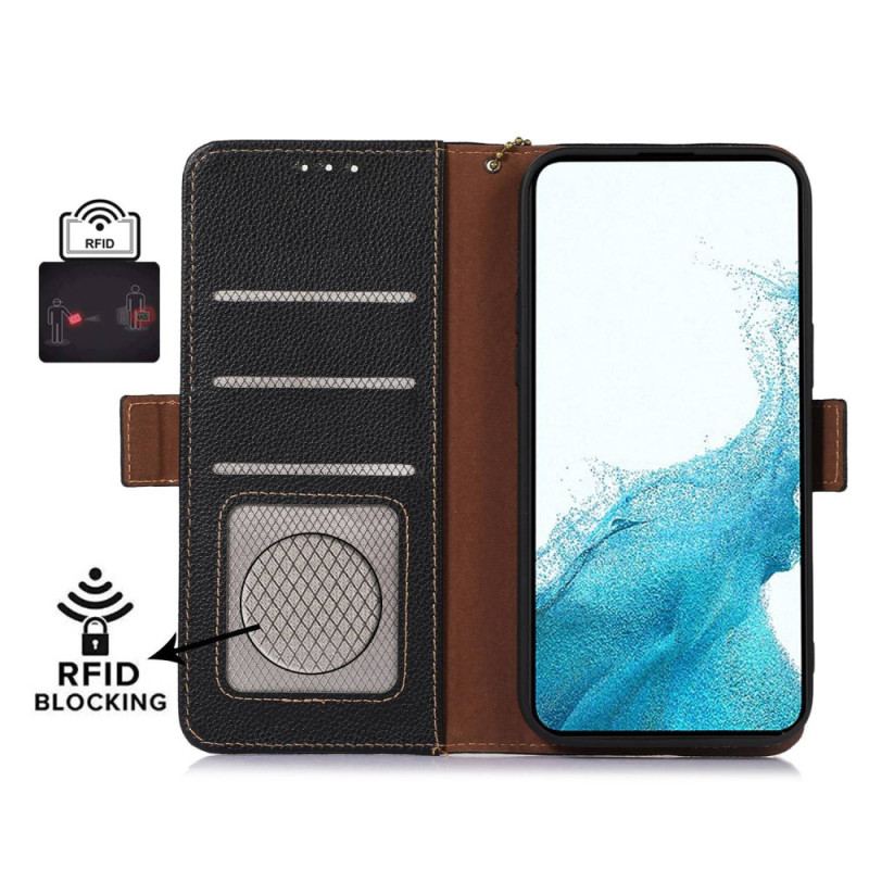 Capa Folio Para Motorola Edge 40 Pro Rfid De Couro Genuíno