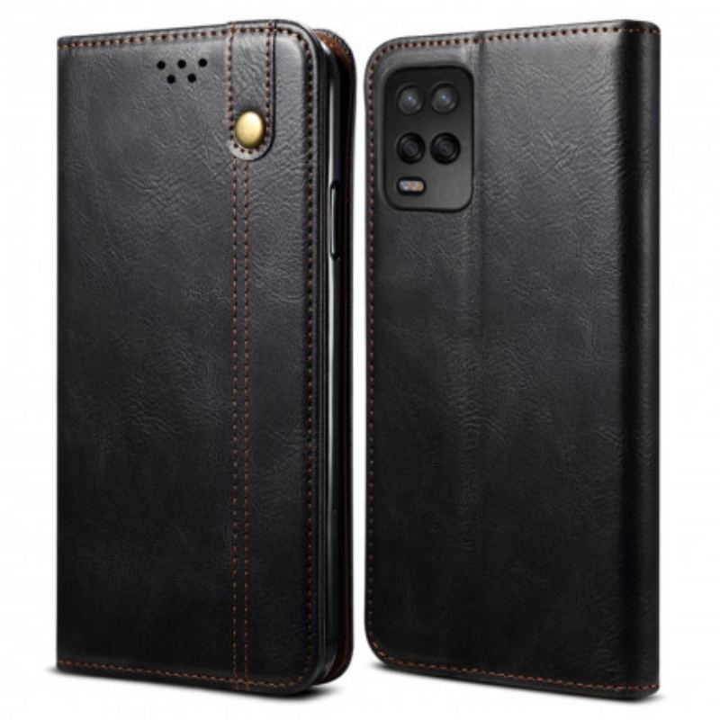 Capa De Celular Para Realme 8 5G Flip Couro Sintético Encerado