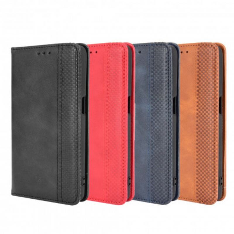 Capa De Celular Para Realme 8 5G Flip Efeito Couro Vintage Estilizado