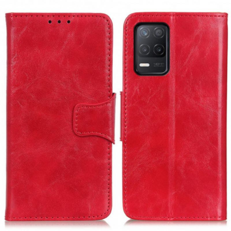 Capa De Couro Para Realme 8 5G Fecho Reversível De Couro Rachado