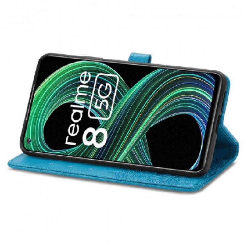 Capa De Couro Para Realme 8 5G Mandala Idade Média