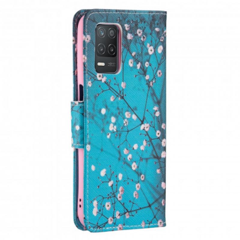 Capa De Couro Para Realme 8 5G Ramo Florido