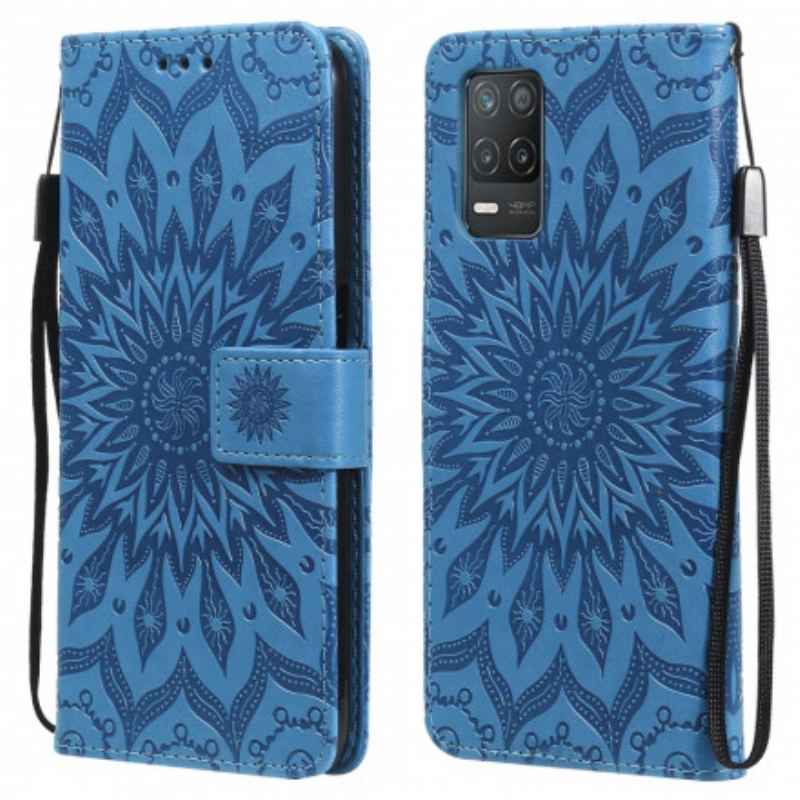 Capa Em Pele Para Realme 8 5G Flor Do Sol