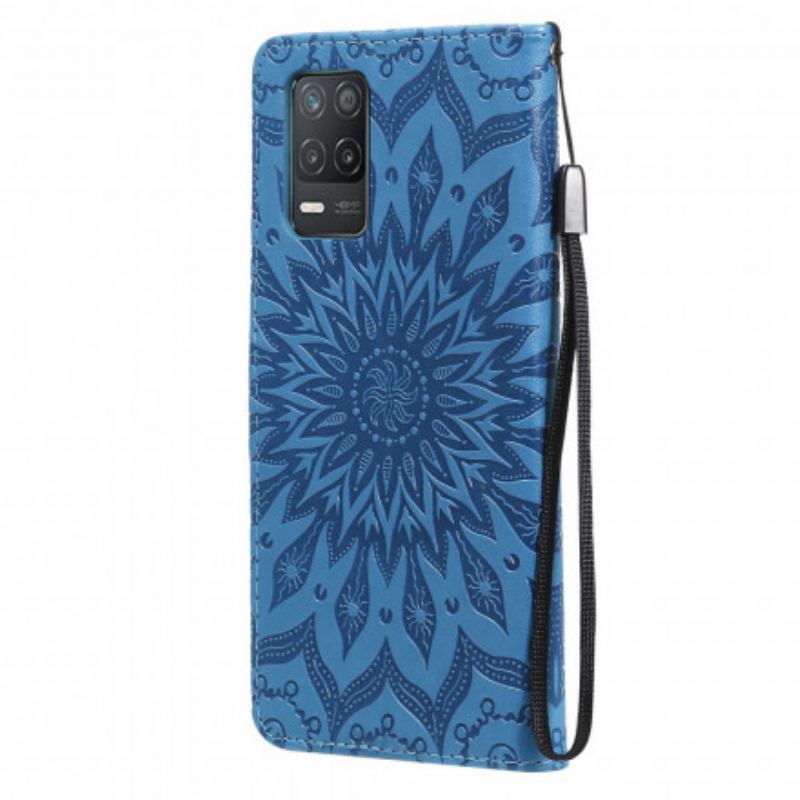 Capa Em Pele Para Realme 8 5G Flor Do Sol