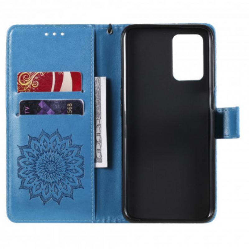 Capa Em Pele Para Realme 8 5G Flor Do Sol