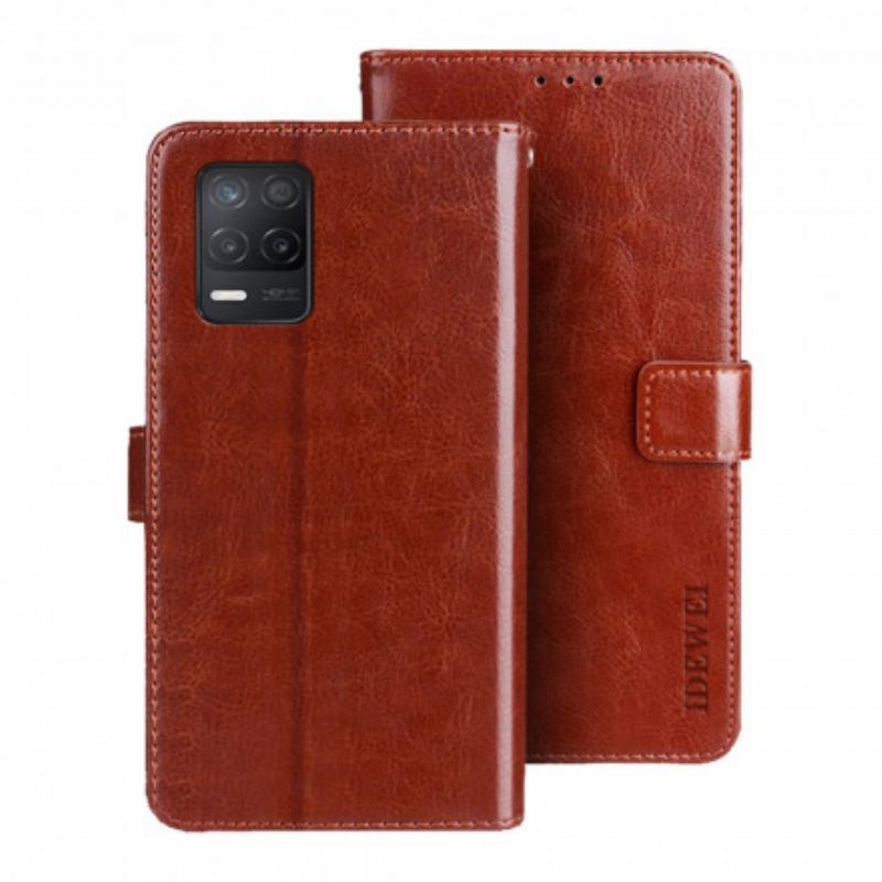 Capa Em Pele Para Realme 8 5G Imitação De Couro Idewei