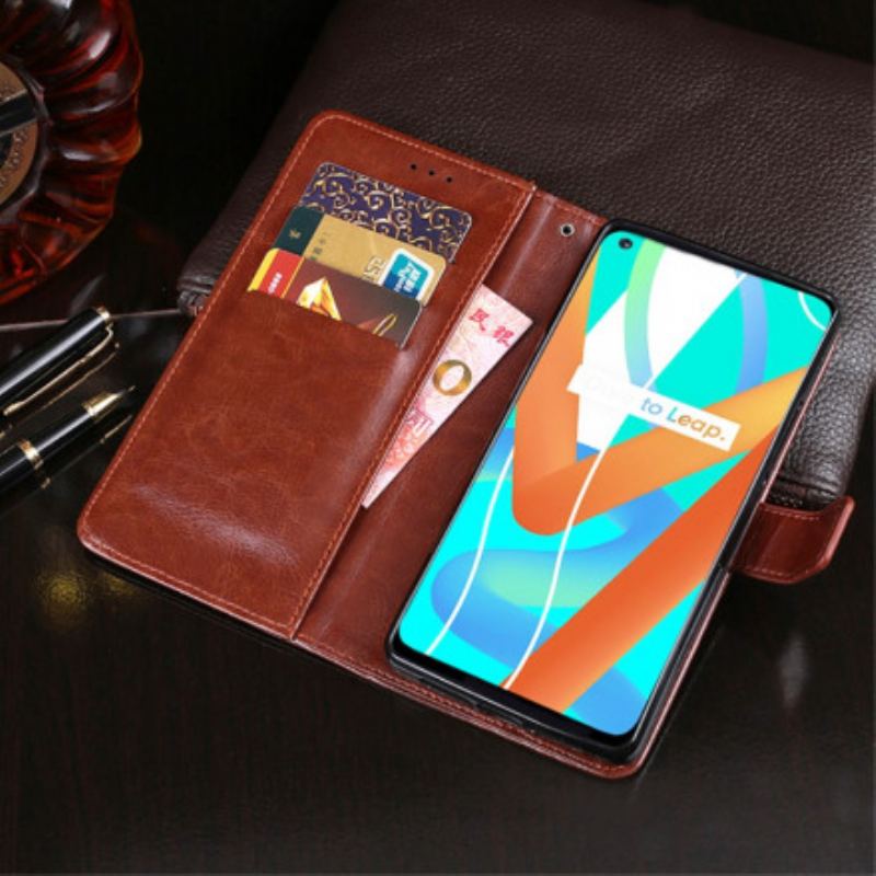 Capa Em Pele Para Realme 8 5G Imitação De Couro Idewei