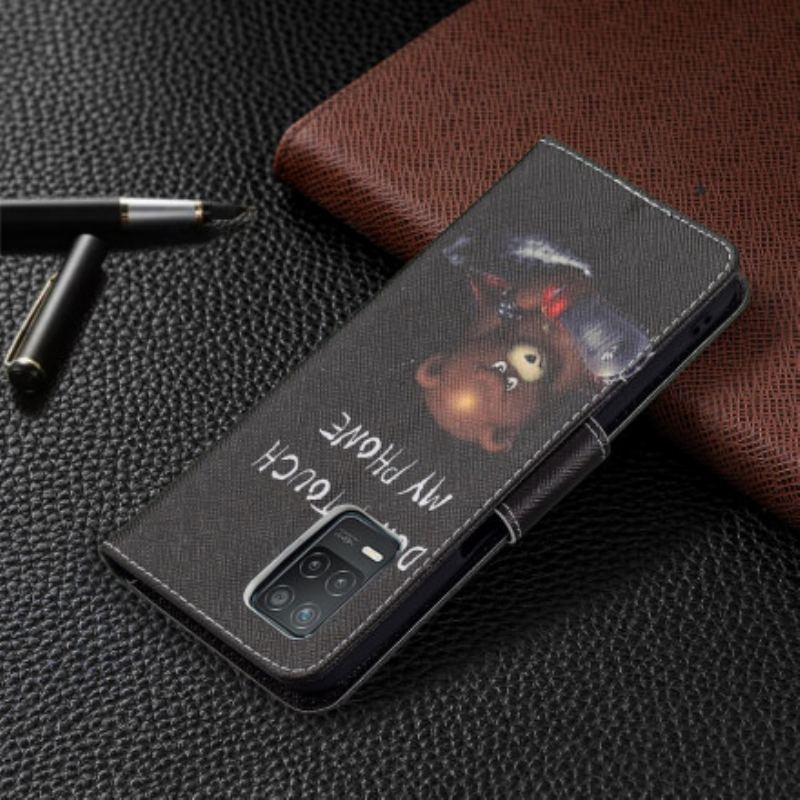 Capa Em Pele Para Realme 8 5G Urso Perigoso