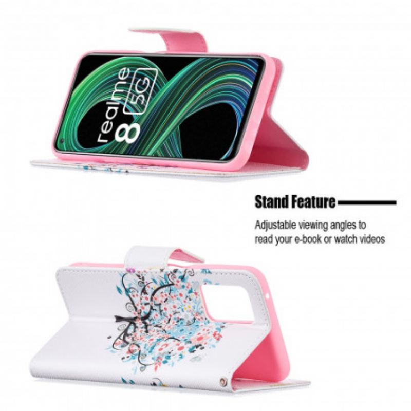 Capa Flip Para Realme 8 5G Árvore Florida