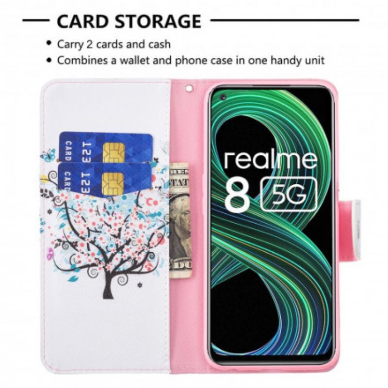 Capa Flip Para Realme 8 5G Árvore Florida