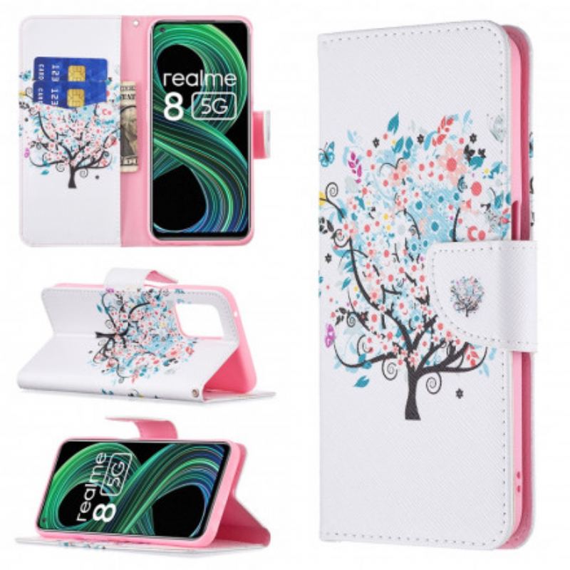 Capa Flip Para Realme 8 5G Árvore Florida