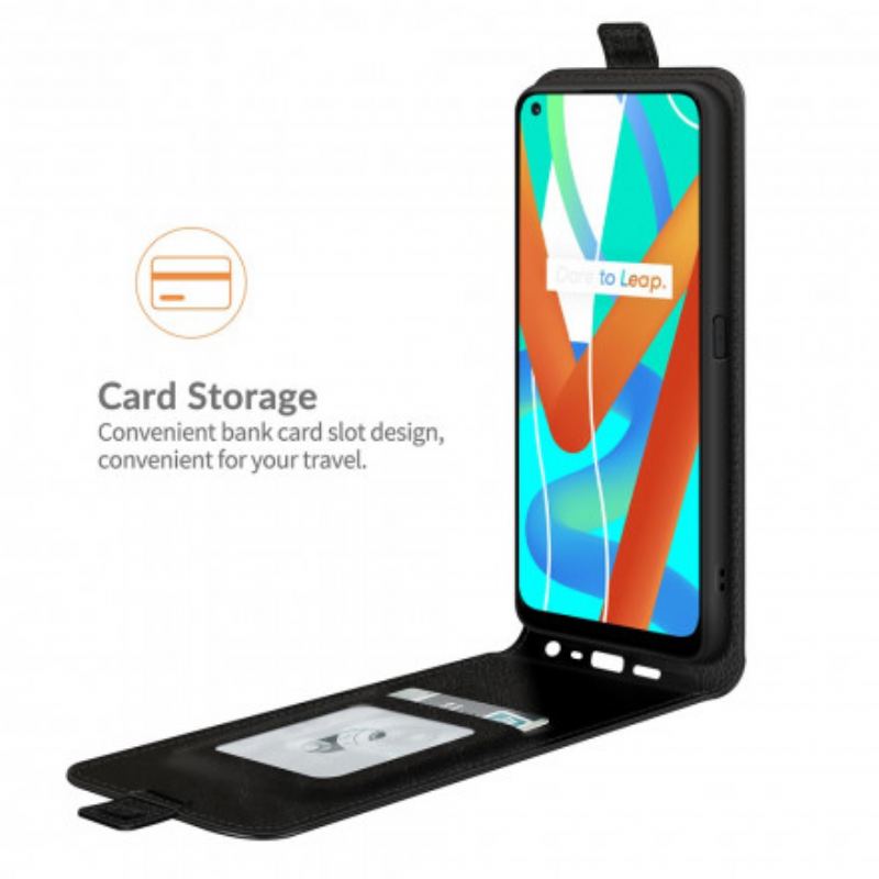 Capa Folio Para Realme 8 5G Flip Efeito Couro Dobrável
