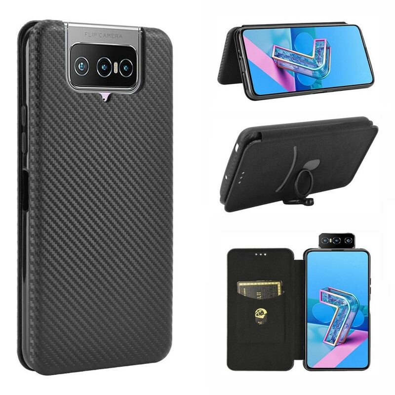 Capa De Celular Para Asus Zenfone 7 / 7 Pro Flip Silicone Carbono