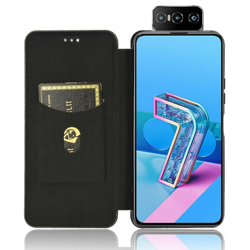 Capa De Celular Para Asus Zenfone 7 / 7 Pro Flip Silicone Carbono