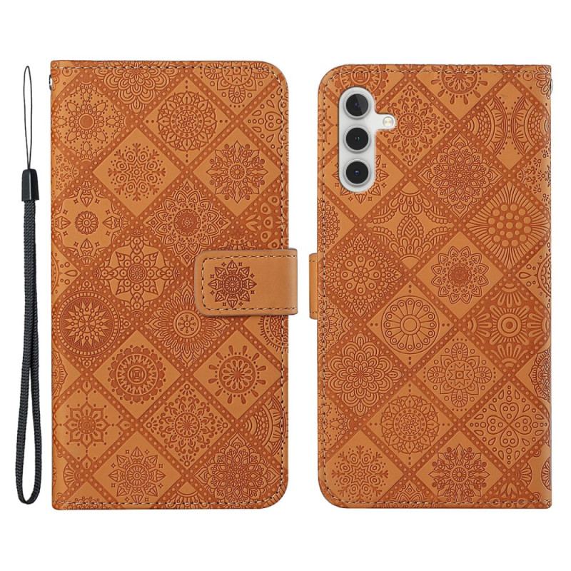 Capa De Couro Para Samsung Galaxy A34 5G Padrão De Tapeçaria