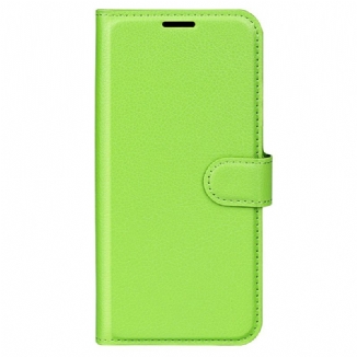 Capa Em Pele Para Samsung Galaxy A34 5G Clássico Efeito Couro Lichia