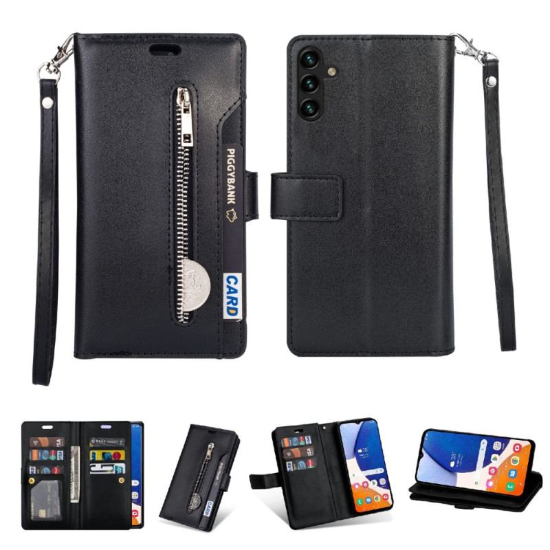 Capa Em Pele Para Samsung Galaxy A34 5G De Cordão Porta-moedas Cordão