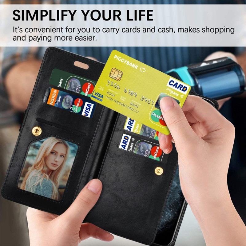 Capa Em Pele Para Samsung Galaxy A34 5G De Cordão Porta-moedas Cordão