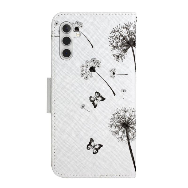 Capa Flip Para Samsung Galaxy A34 5G Amor De Dente-de-leão Com Cordão