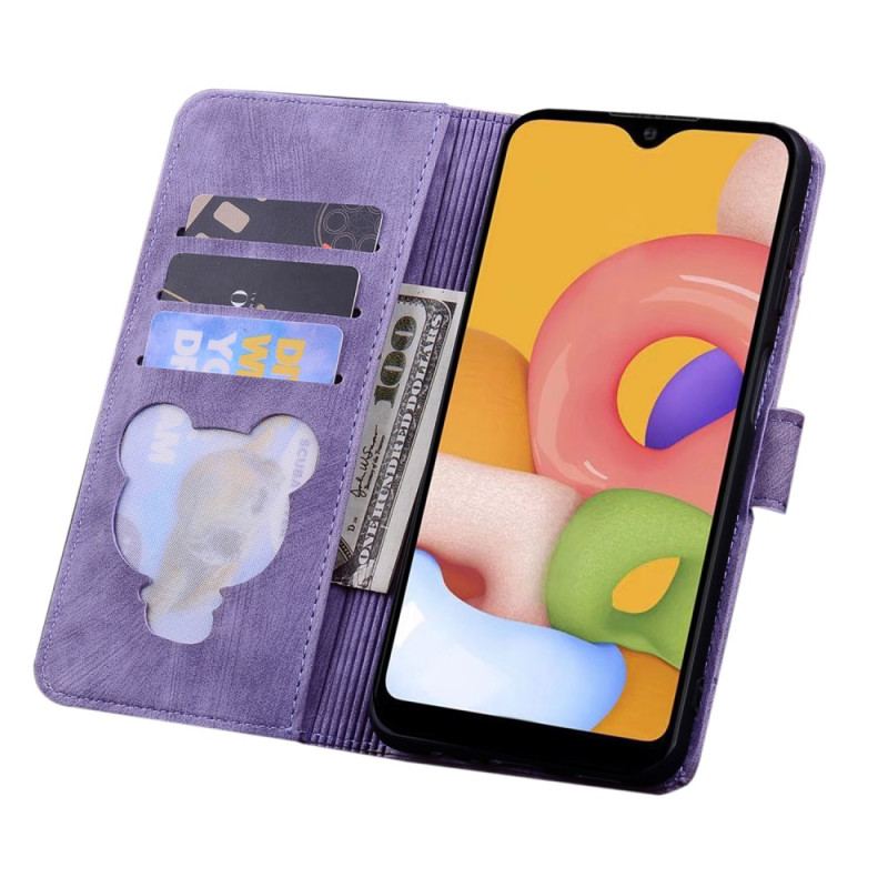 Capa Flip Para Samsung Galaxy A34 5G De Cordão Fio Dental Floral Gato