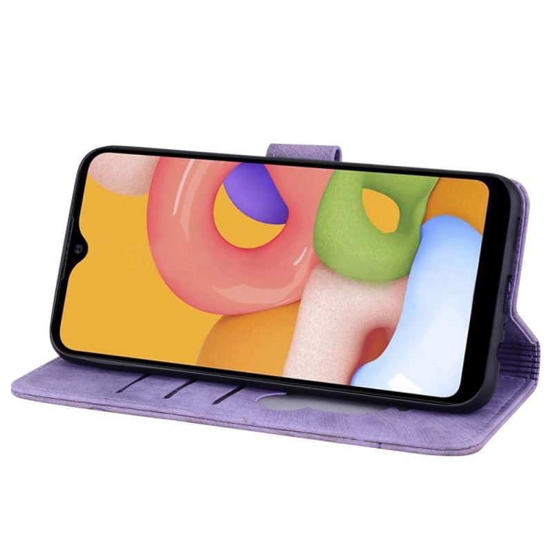 Capa Flip Para Samsung Galaxy A34 5G De Cordão Fio Dental Floral Gato