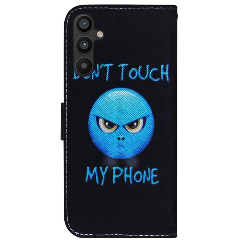 Capa Flip Para Samsung Galaxy A34 5G Emoji Não Toque No Meu Telefone